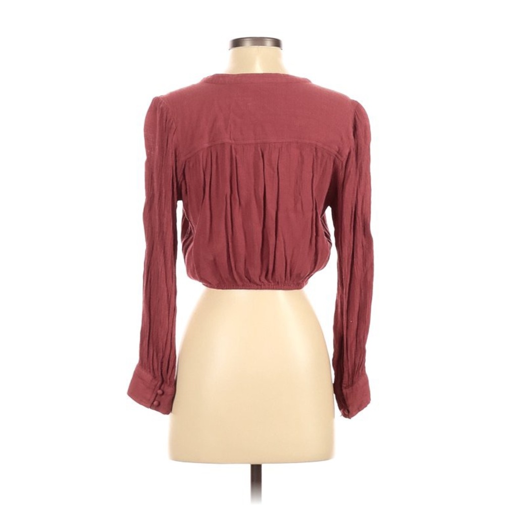 American Eagle Cropped Tie Button Up Blouse - Picture 4 of 10